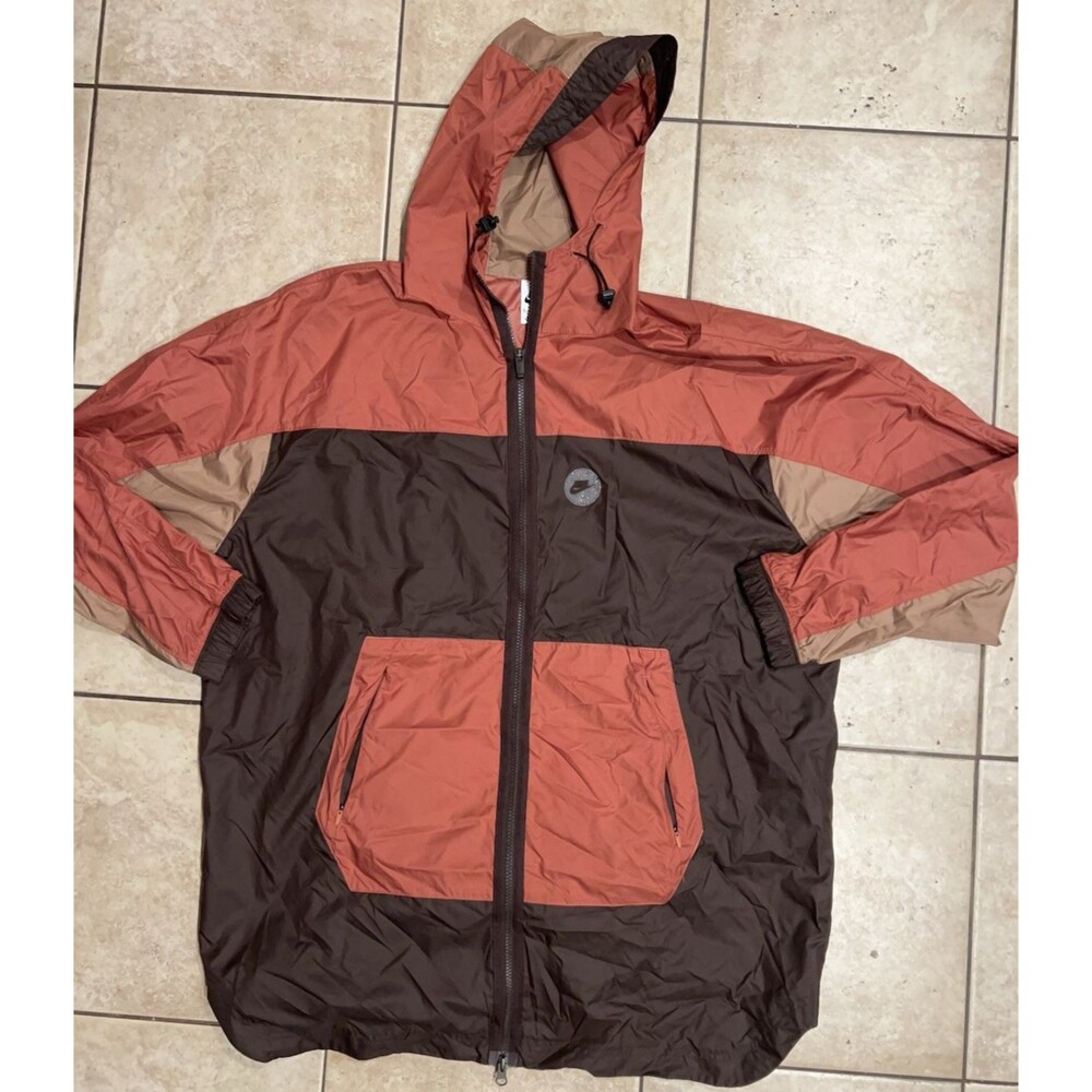 Nike Men's Colorblock Hooded Windbreaker Jacket - Rust, Brown, Tan